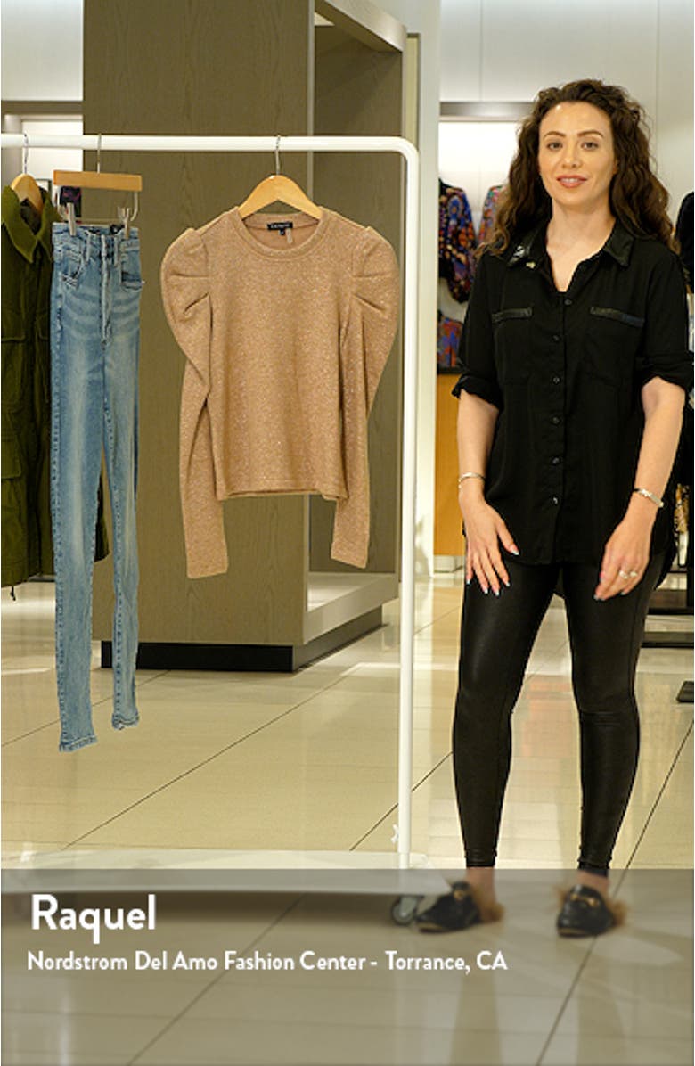 Puff Shoulder Metallic Knit Top, sales video thumbnail