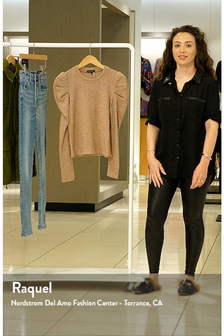 Puff Shoulder Metallic Knit Top video