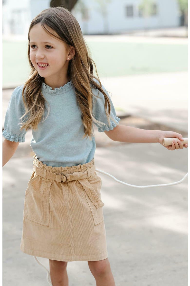 Girls' Corduroy Cinch Waist Skirt, Toddler, Alternate, color, Khaki Fine Wale