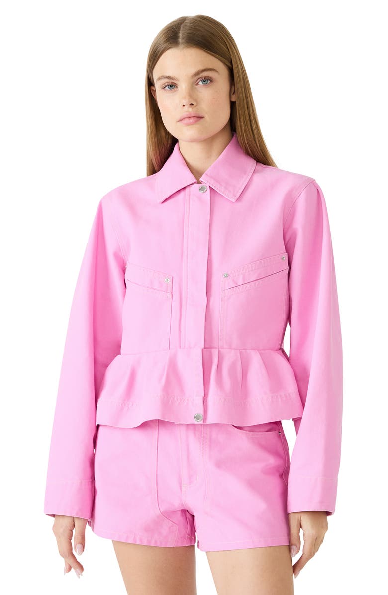Steve Madden Sloan Cotton Peplum Jacket, Alternate, color, Pink Taffy
