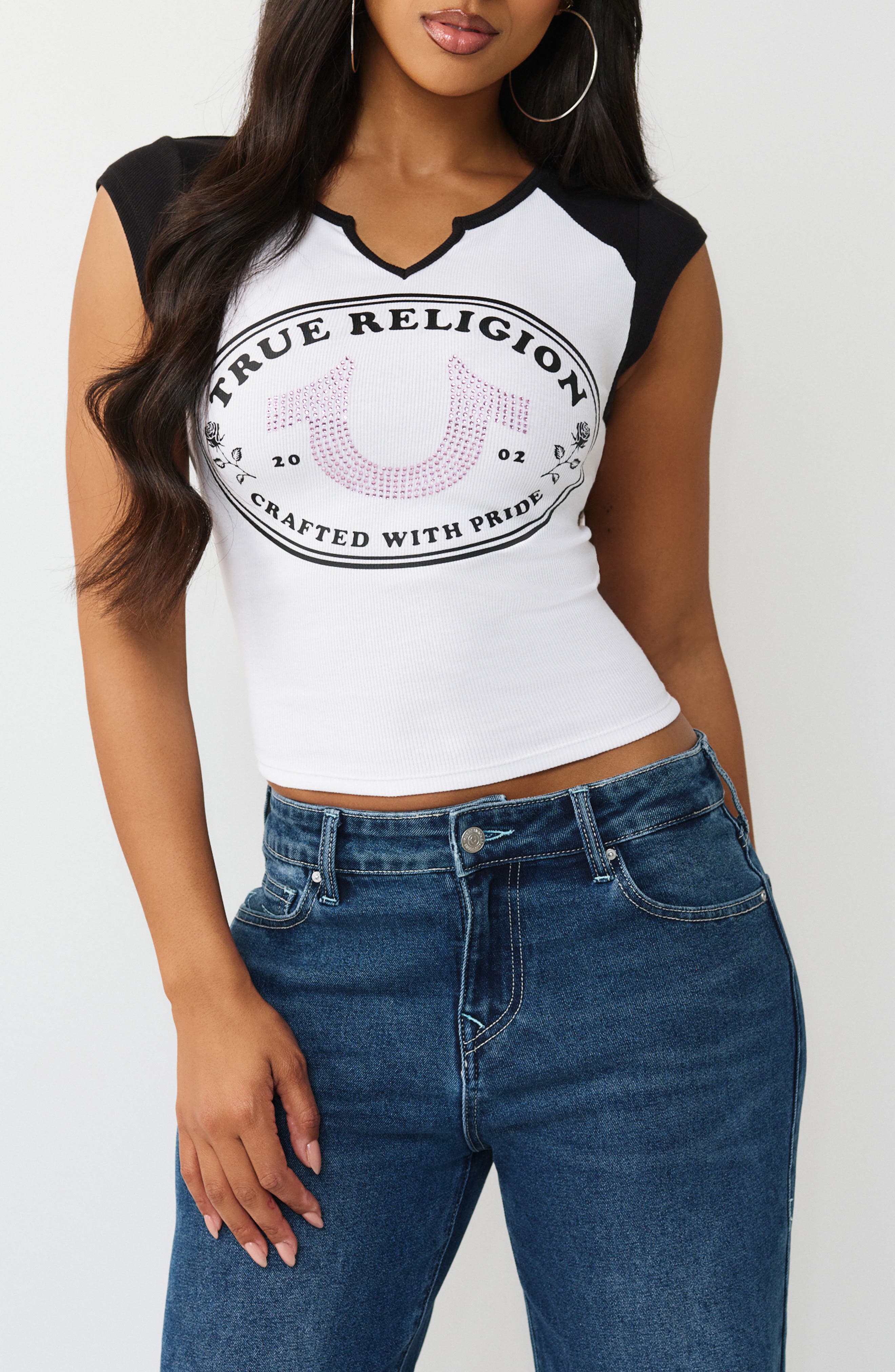 True Religion Rose Baby Tee