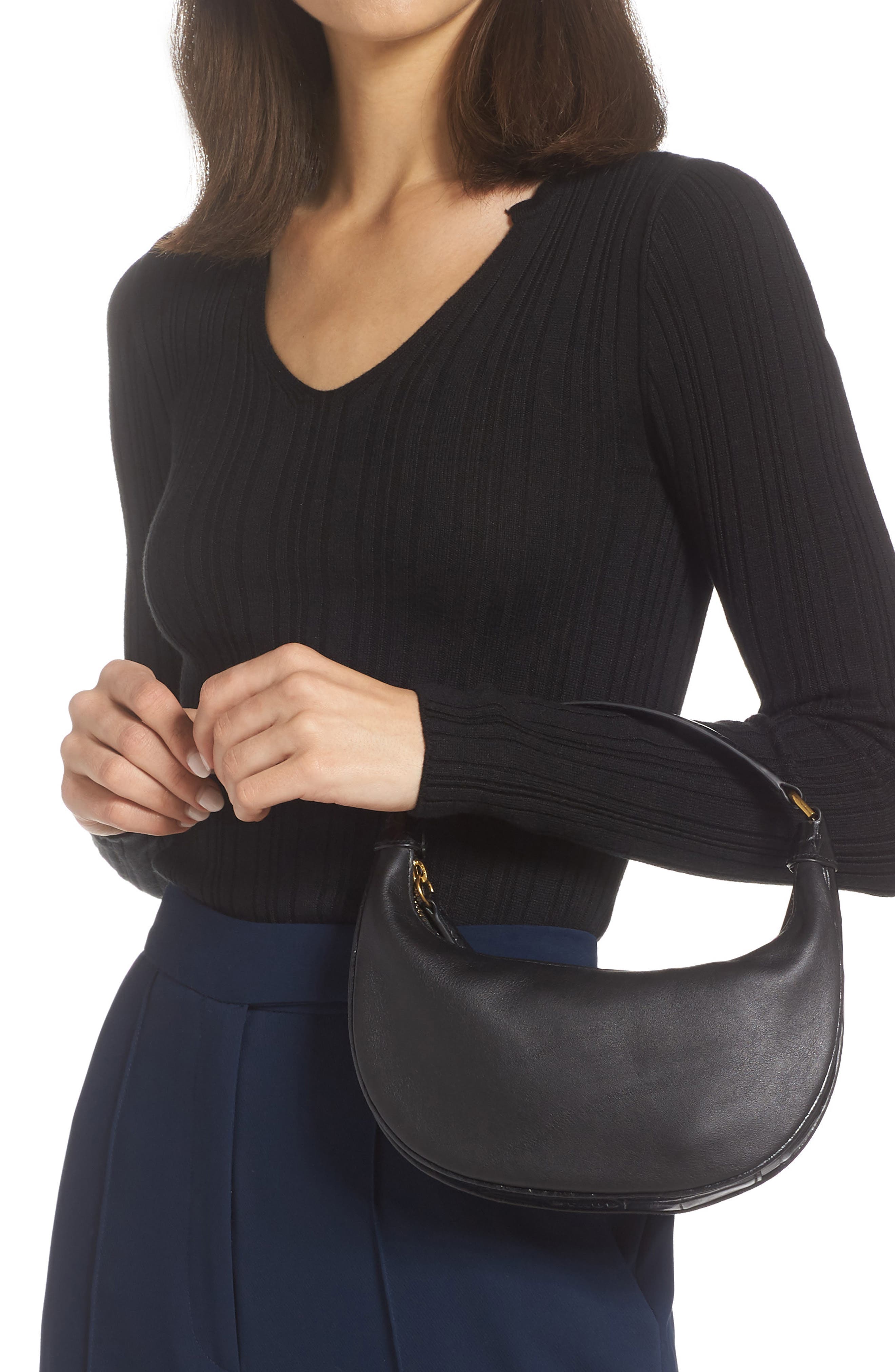 STAUD Mini Sasha Leather Shoulder Bag, Alternate, color, 