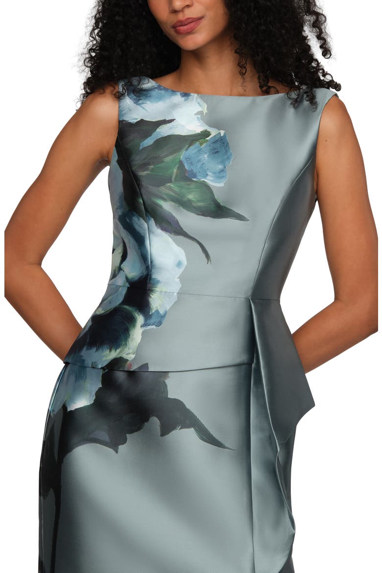 Luciana Placed Floral Column Gown, Alternate, color, ICEBERG