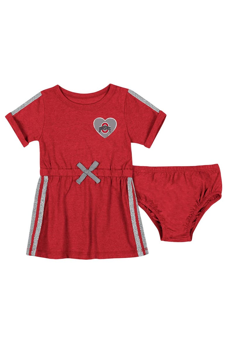 Girls Newborn & Infant Colosseum Scarlet Ohio State Buckeyes Xur Dress and Bloomer Set, Alternate, color, Scarlet