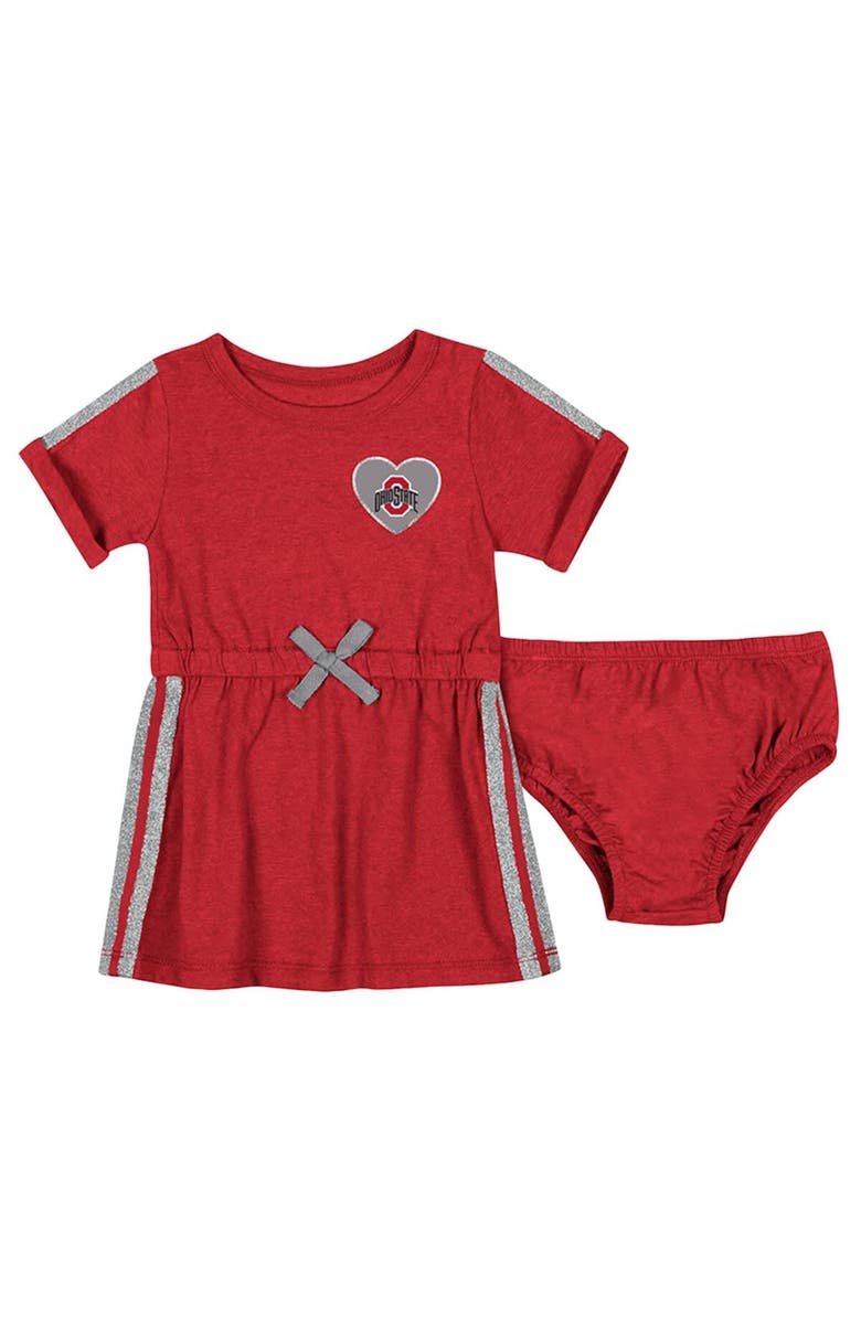 COLOSSEUM Girls Newborn & Infant Colosseum Scarlet Ohio State Buckeyes Xur Dress and Bloomer Set, Alternate, color, Scarlet