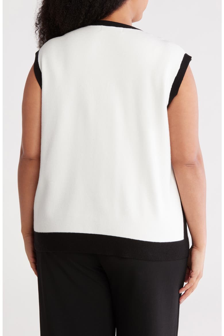Kaia Sleeveless Sweater, Alternate, color, GARDENIA/ BLACK
