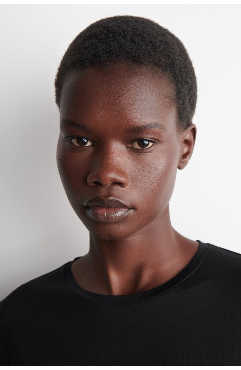 COS Fluid Silk T-Shirt, Alternate, color, Black