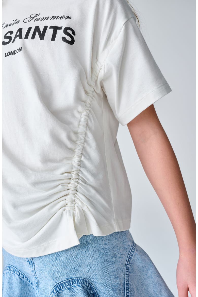 Kids' Soleil Ruched Cotton Graphic T-Shirt, Alternate, color, WHITE