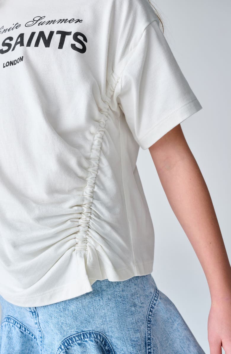smALLSAINTS by ALLSAINTS Kids' Soleil Ruched Cotton Graphic T-Shirt, Alternate, color, White