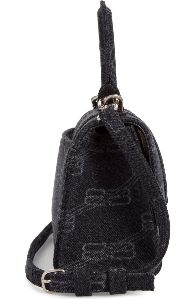 Balenciaga Extra Small Denim Logo Hourglass Top Handle Bag, Alternate, color,