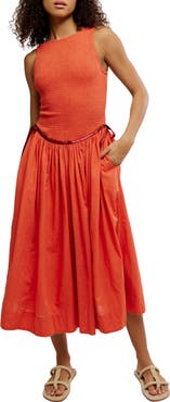 Free People Nightingale Smocked Bodice Midi Sundress