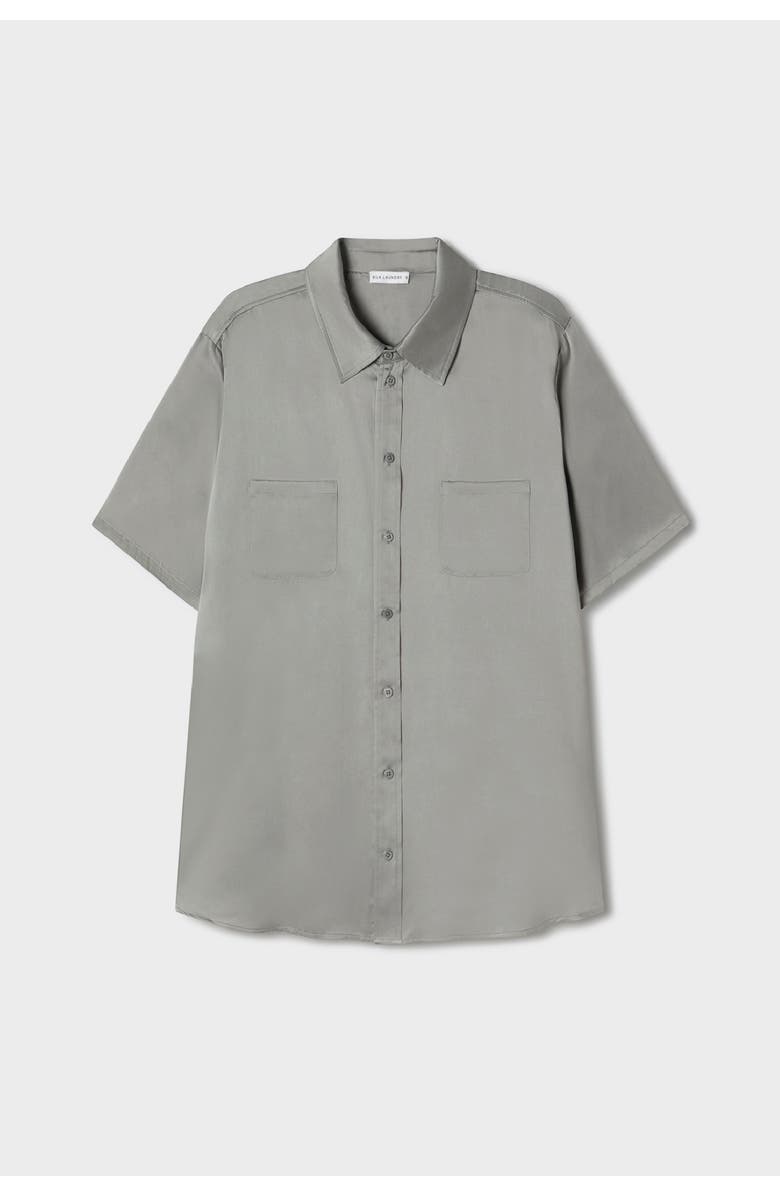SILK LAUNDRY SHORT SLEEVE BOYFRIEND SHIRT MOON, Alternate, color,
