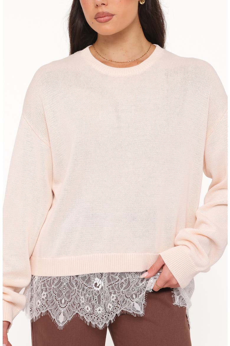 Mabel Lace Trim Sweater, Alternate, color, CREAM WHITE