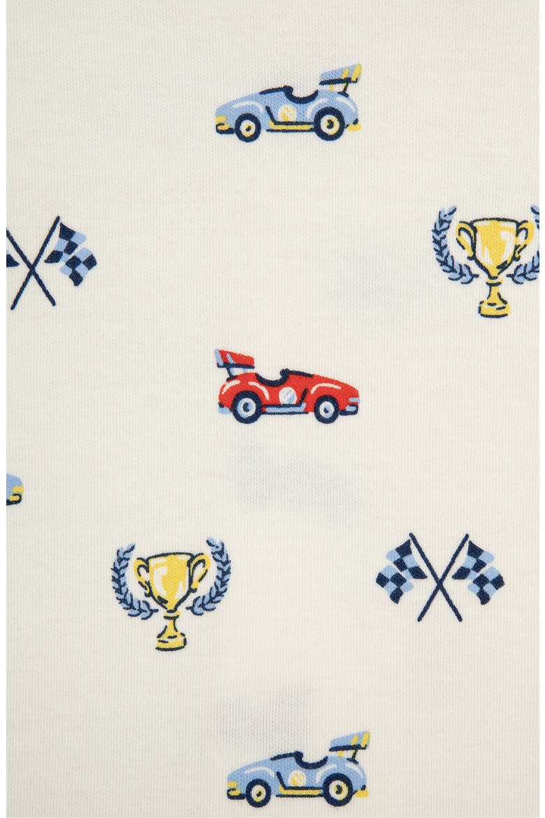 Racing Cotton Footie & Hat Set (Nordstrom Exclusive), Alternate, color, WHITE/ BLUE