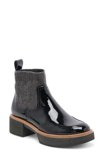 Dolce Vita Saline H2o Waterproof Platform Bootie In Midnight Patent Leather H2o