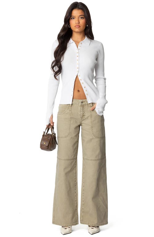 Edikted Morgan Low Rise Wide Leg Carpenter Jeans In Light-brown