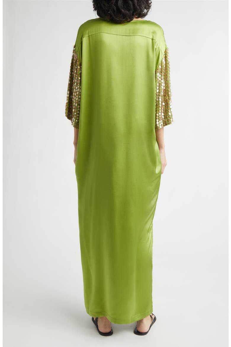 Jewels Paillette Embellished Silk Satin Dress, Alternate, color, ALOE