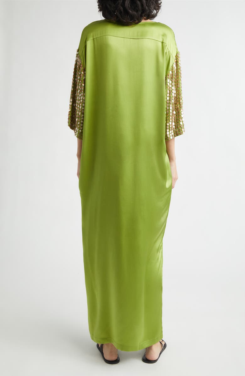 ZANKOV Jewels Paillette Embellished Silk Satin Dress, Alternate, color, Aloe
