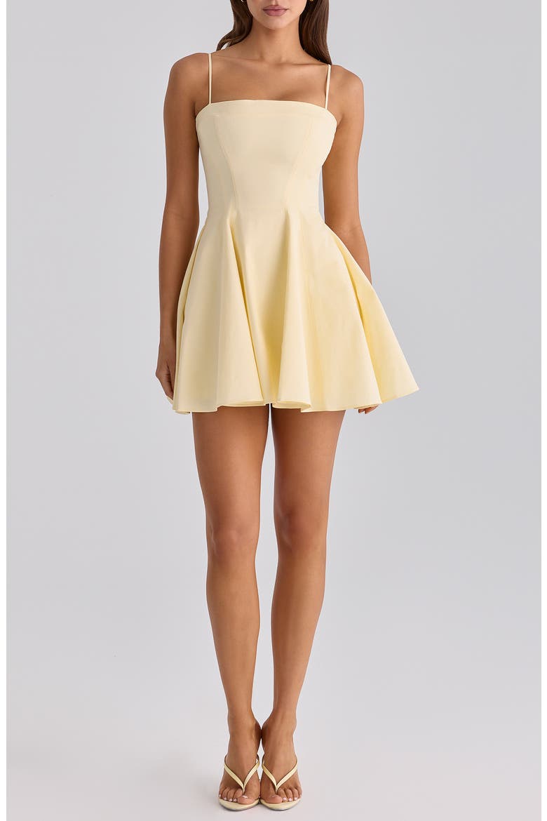 Dolly Stretch Cotton Fit & Flare Cocktail Dress, Main, color, LEMON