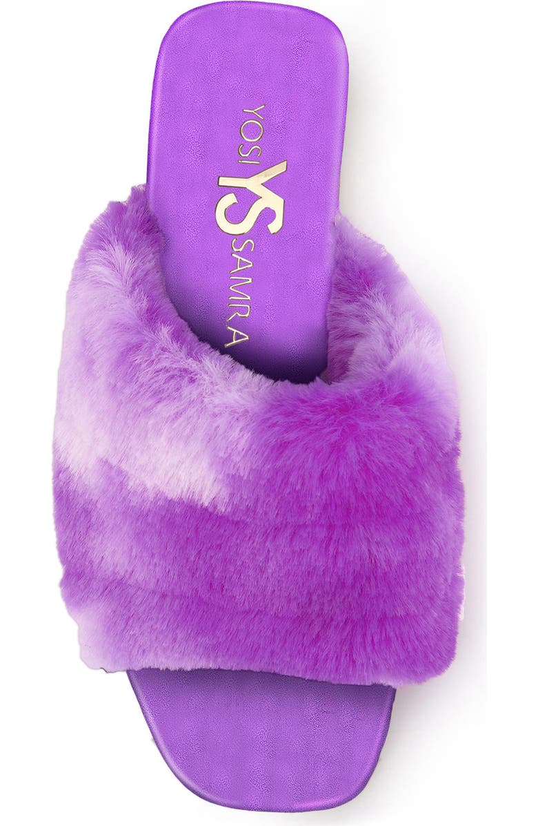 Yosi Samra Kids' Miss Nora Faux Fur Slide, Alternate, color, Purple