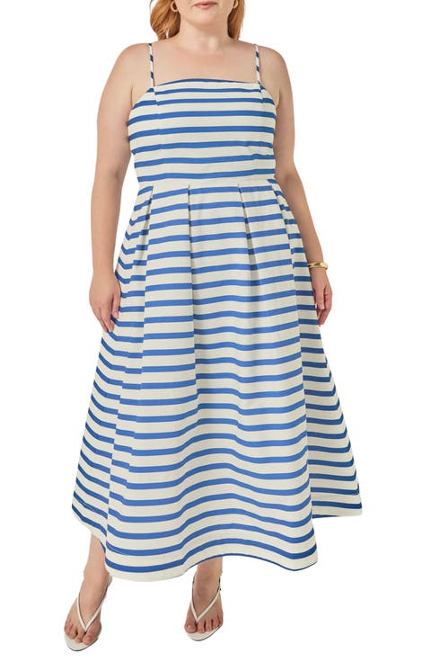 Striped Cotton Midi Dress