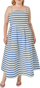English Factory Striped Cotton Midi Dress