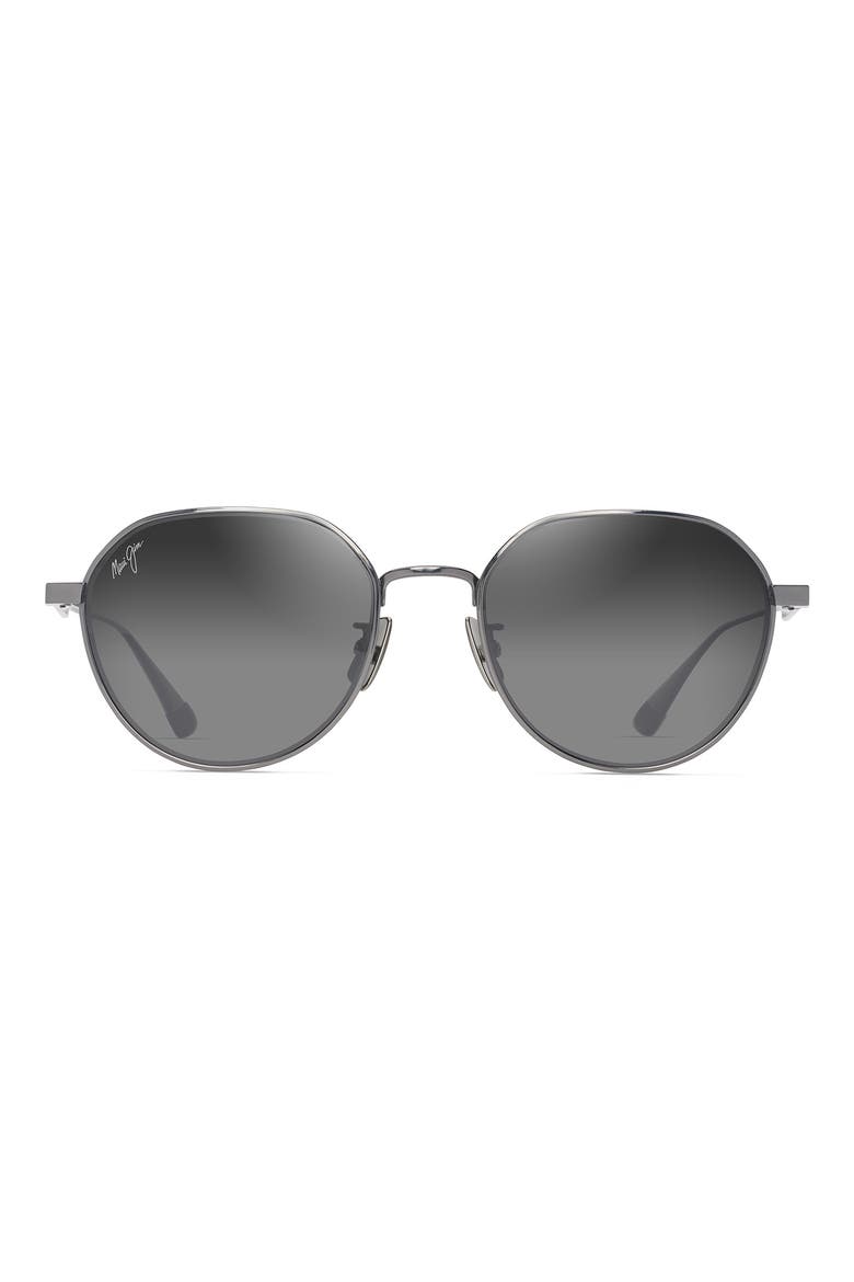 Kaulana 55mm Gradient Polarized Round Sunglasses, Main, color, SHINY DARK RUTHENIUM