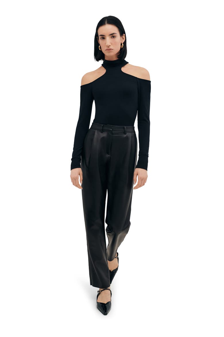 Teagan Cold Shoulder Long Sleeve Shirt, Alternate, color, BLACK