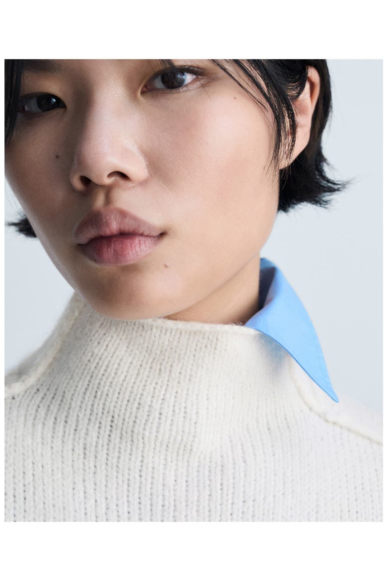 Perkins Seam Detail Mock Neck Sweater, Alternate, color, ECRU