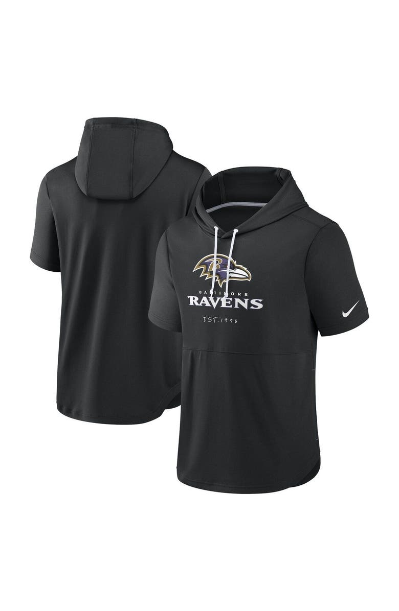 Nike Men's Nike Black Baltimore Ravens Short Sleeve Pullover Hoodie, Main, color, 