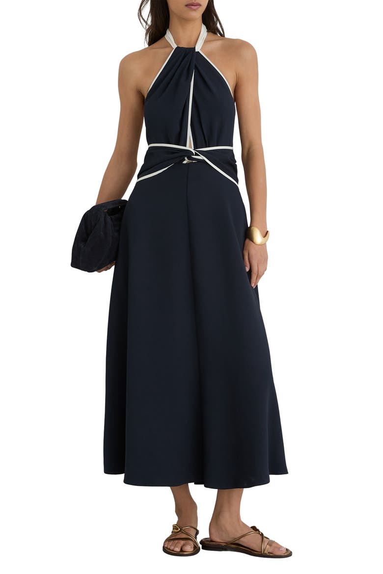 Blair Halter Dress, Main, color, NAVY/ IVORY