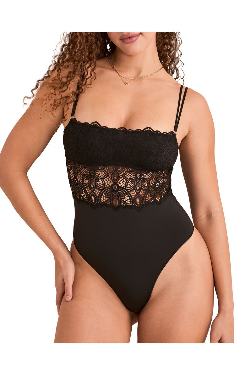 Adore Me Summer Bodysuit Lingerie, Main, color, Black