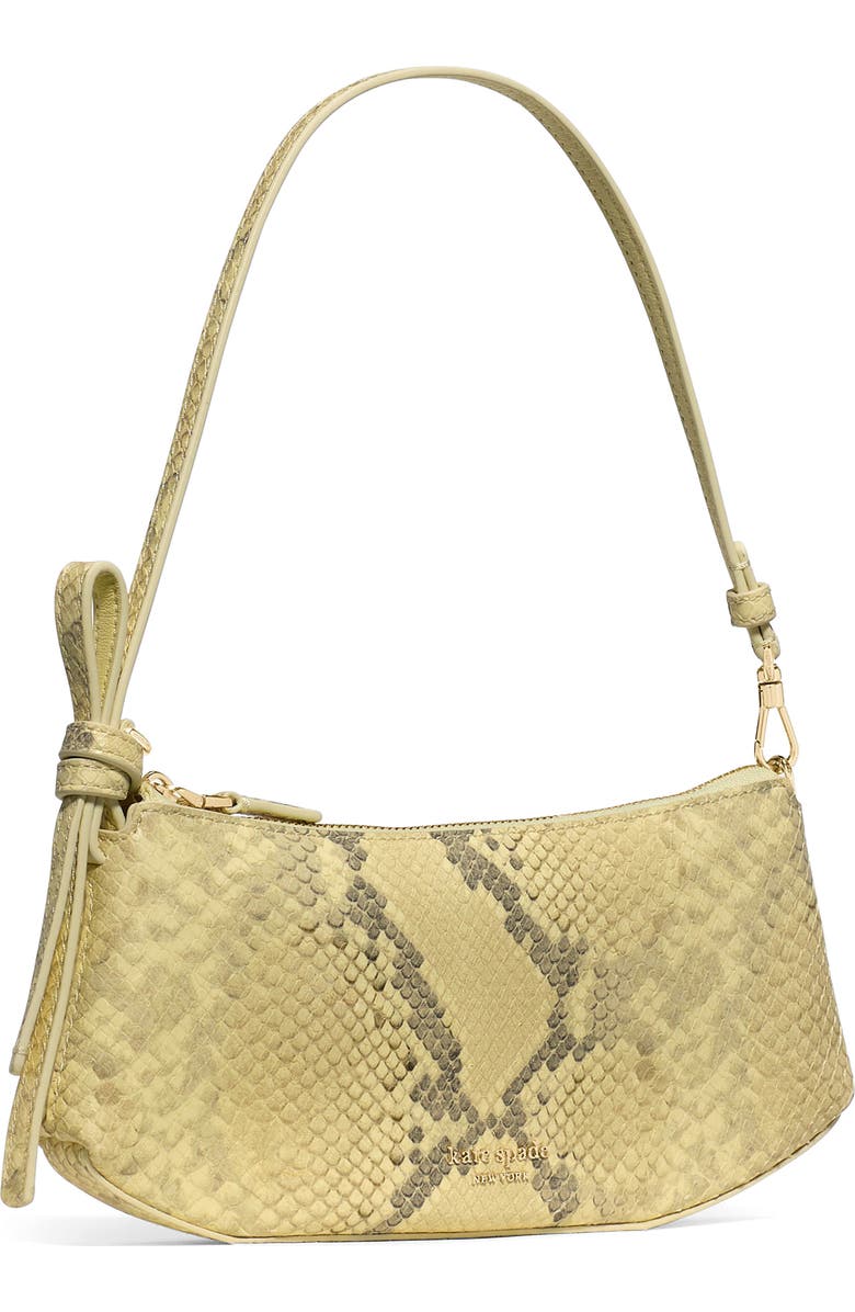 Kate Spade New York loop snakeskin embossed leather pochette shoulder bag, Alternate, color, Pale Citron