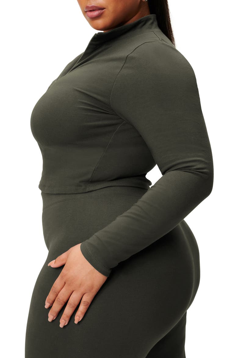 Zip Mock Sleeve Top, Alternate, color, INK001
