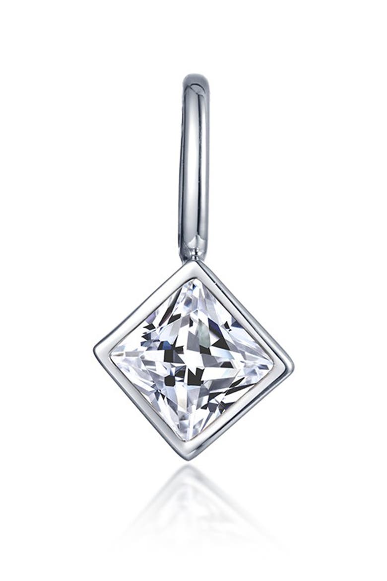 Princess Simulated Diamond Bezel Charm, Main, color, SILVER
