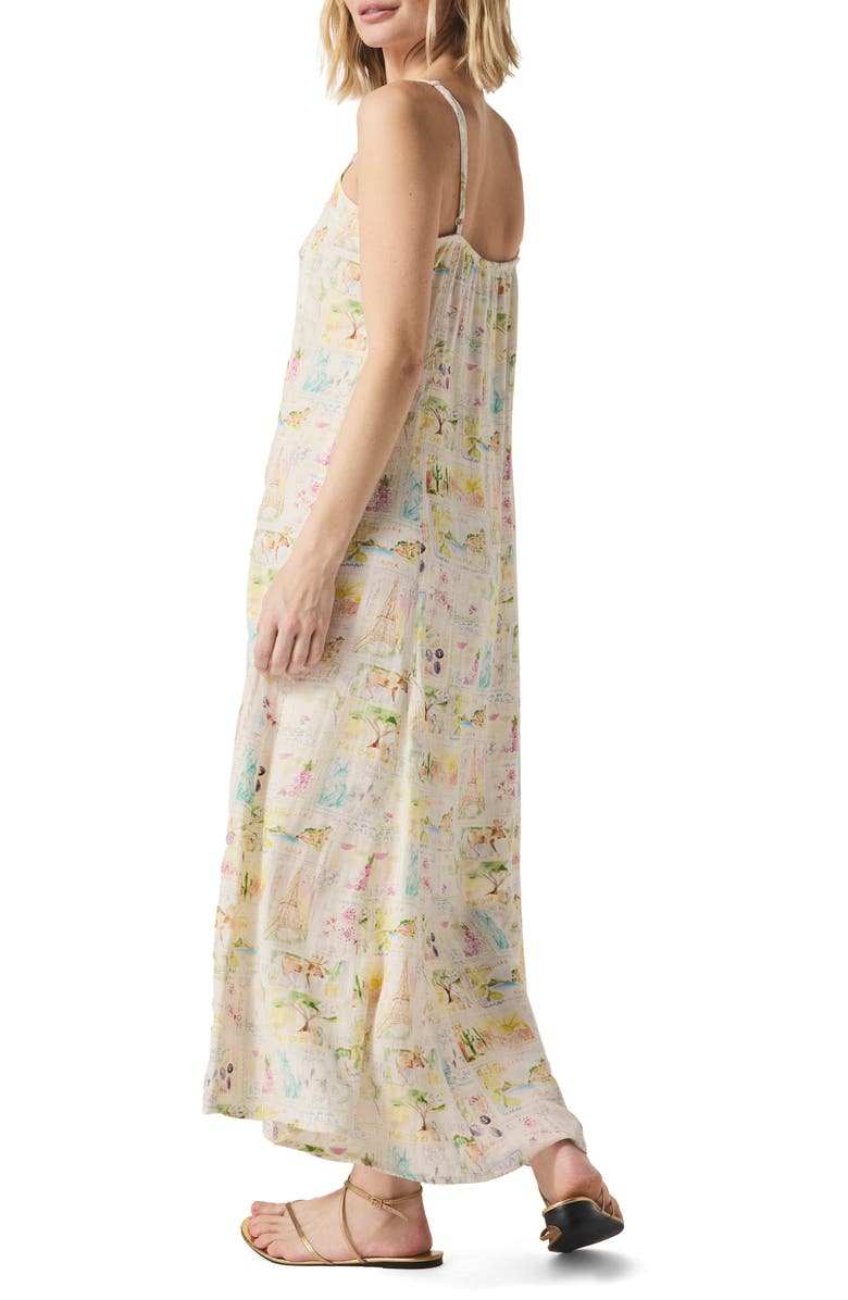 Splendid Coastal Postcard Sleeveless Maxi Dress, Alternate, color, Stamp Print