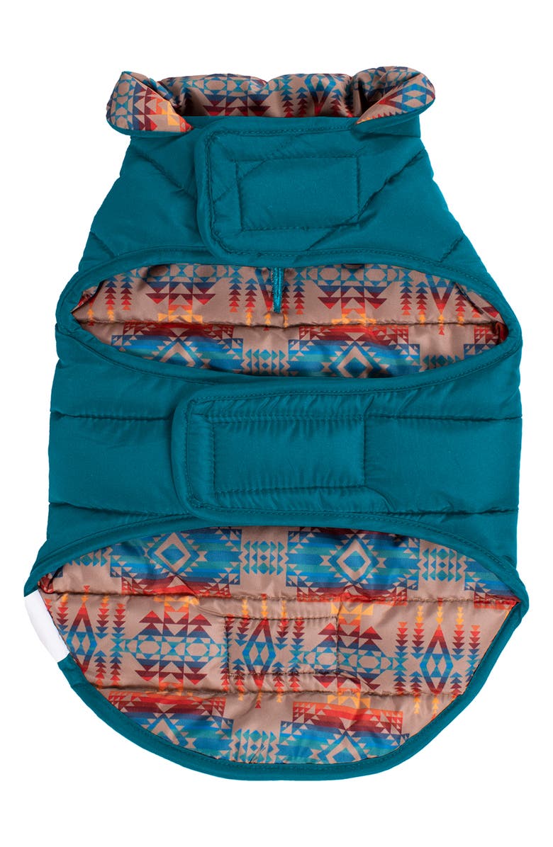 Pendleton Puffer Dog Coat, Alternate, color, Teal