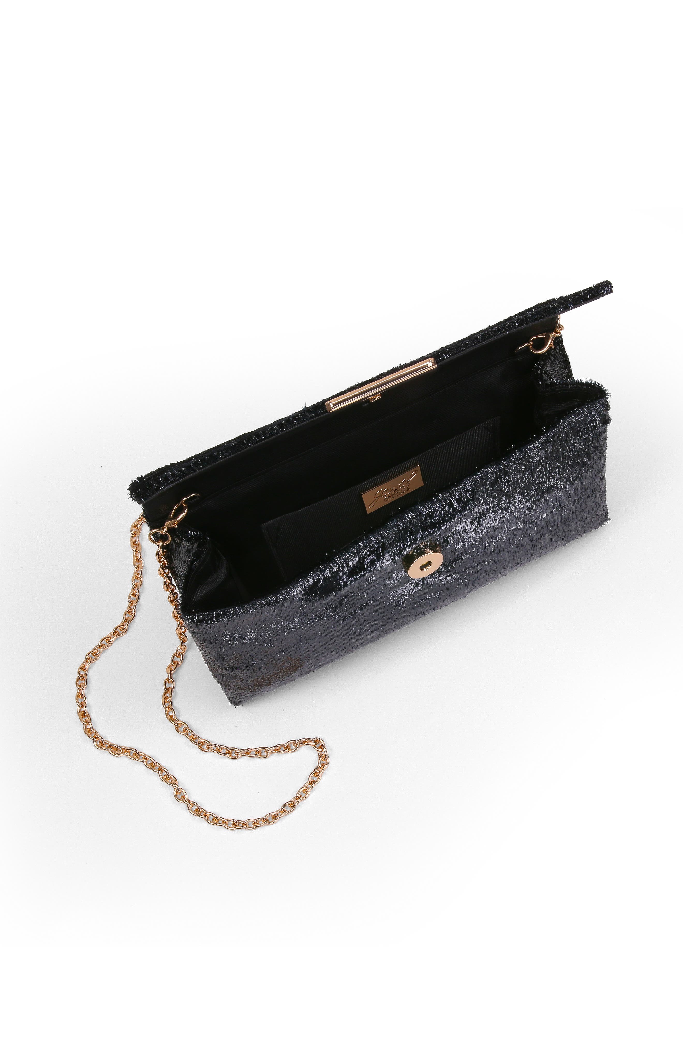 Jewel Badgley Mischka Angel Soft Faux Pony Hair Envelope Clutch, Alternate, color, Black