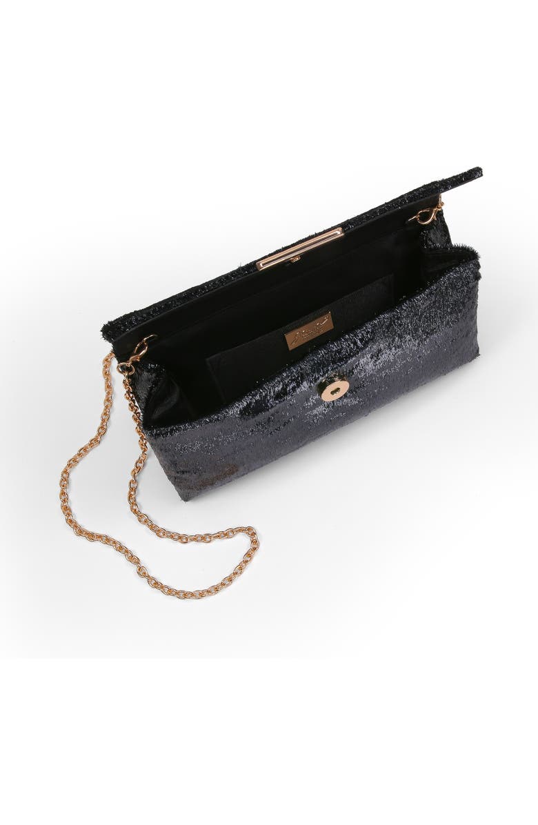 Jewel Badgley Mischka Angel Soft Faux Pony Hair Envelope Clutch, Alternate, color, Black