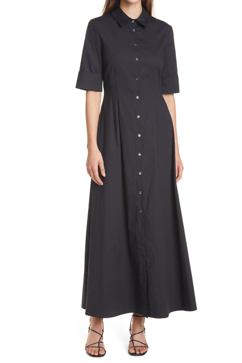 Joan A-Line Shirtdress, Main, color, BLACK