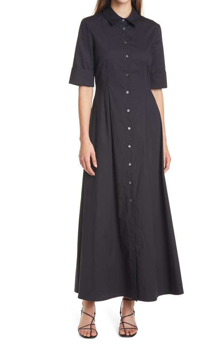 STAUD Joan A-Line Shirtdress, Main, color, Black