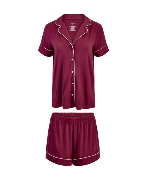Adore Me Jayne Short Pajama Set In Dark Purple