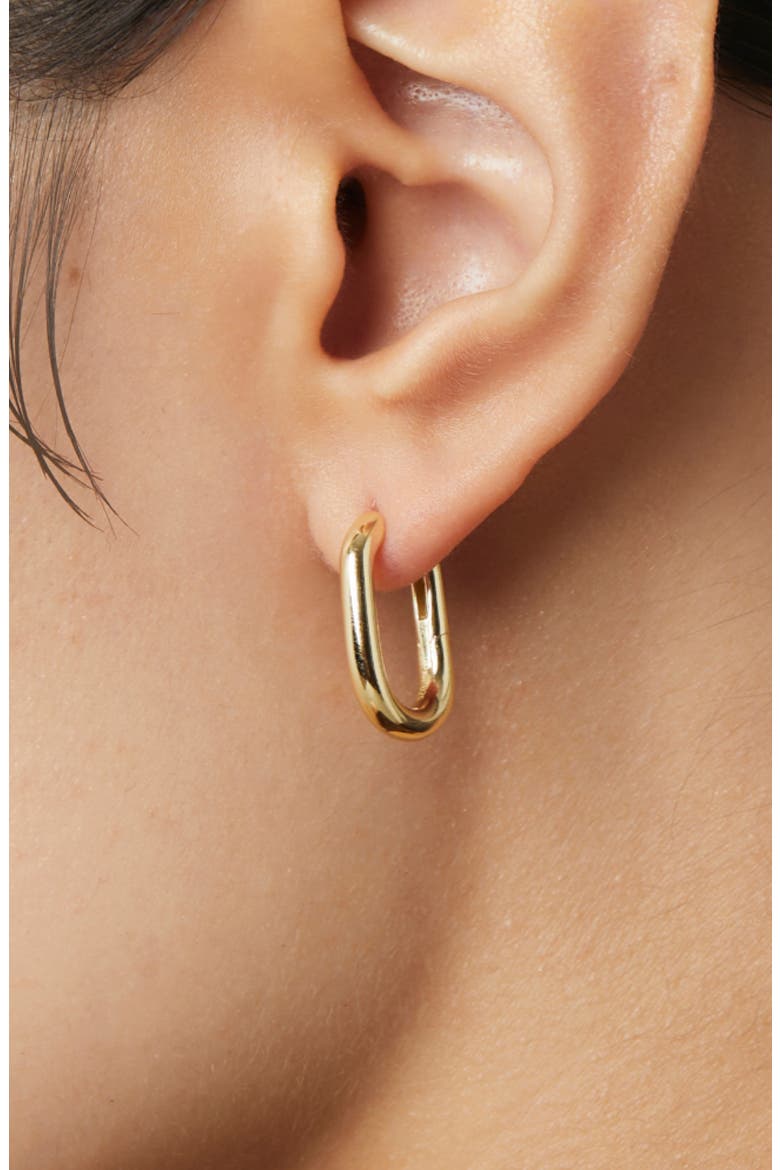 Small Rox Oval Hoop Earrings, Alternate, color, 925 YG