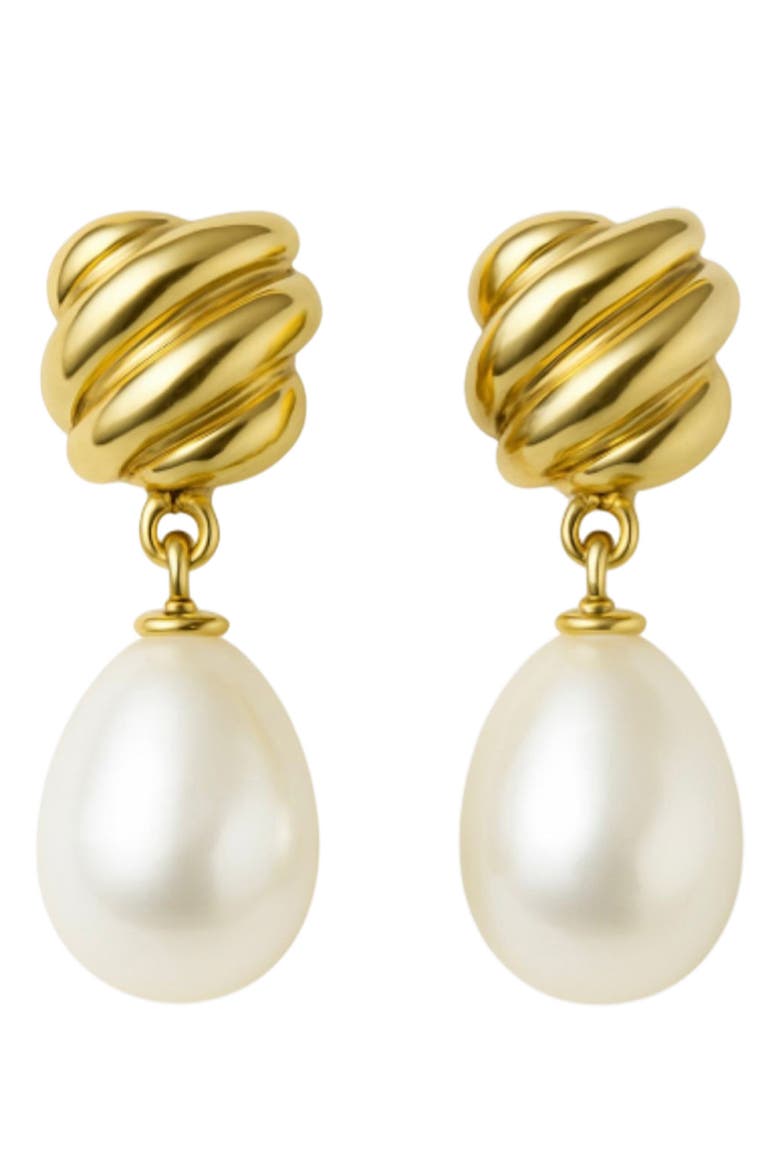 Faux Pearl Drop Twisted Earrings, Main, color, GOLD
