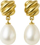 GABI RIELLE Faux Pearl Drop Twisted Earrings