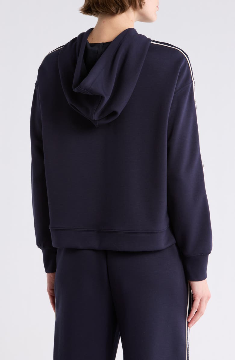T Tahari Braid Trim Scuba Knit Hoodie, Alternate, color, Deep Navy