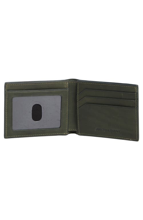 Johnston & Murphy Waxy Leather Billfold Wallet In Green