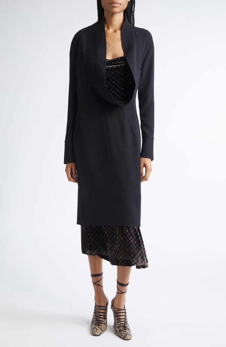 Dries Van Noten Delsey Long Sleeve Midi Dress, Main, color, Black