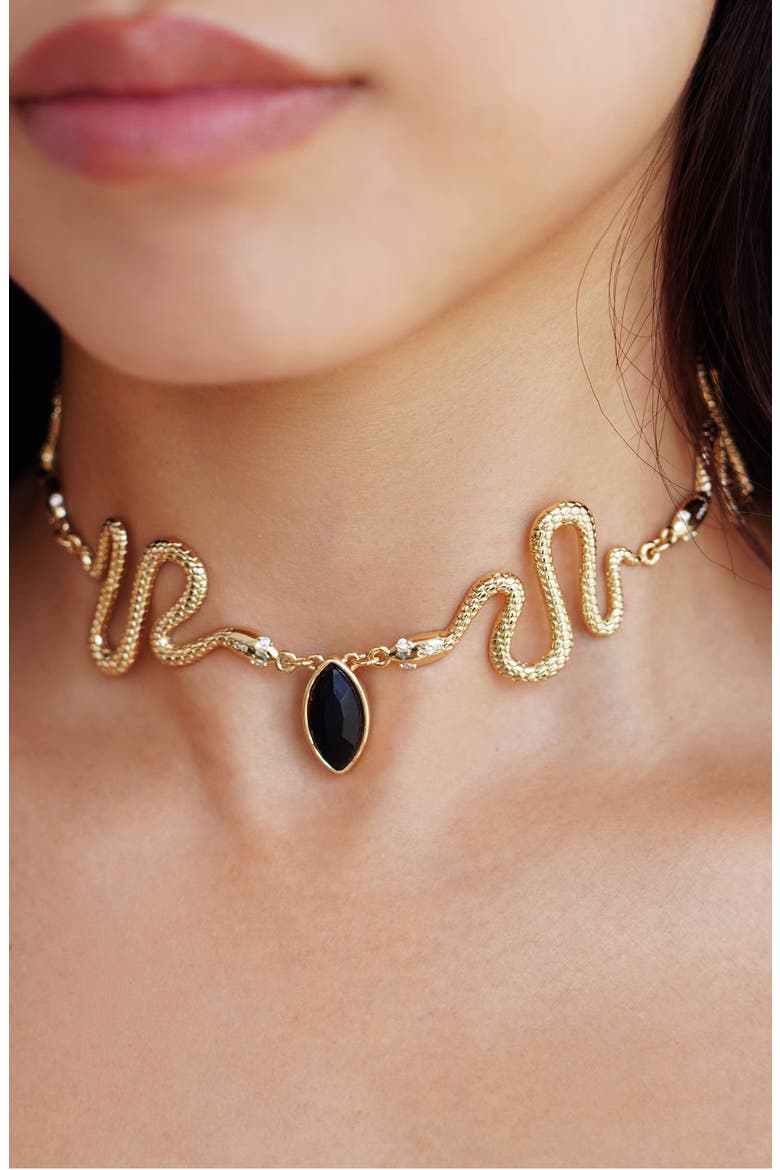 Serpentina Choker Necklace, Alternate, color, BLACK