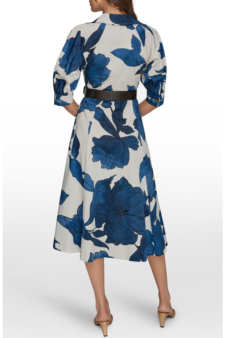 Belted Stretch Cotton Shirtdress, Alternate, color, CREAM/ NIGHTFALL MULTI